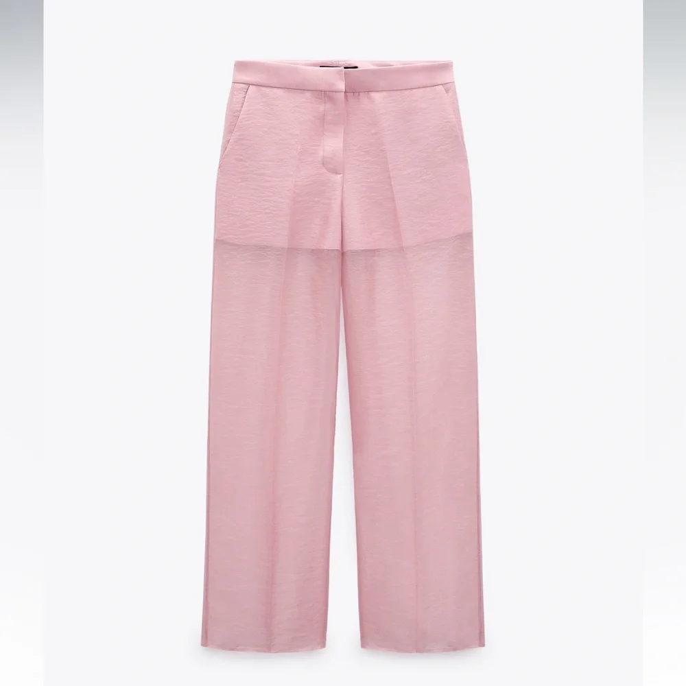 ZARA 2 PIECES SET MIXED ORGANZA BLAZER AND MIXED ORGANZA STRAIGHT LEG PANTS - Picture 14 of 16